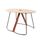 Wooden Coffee Table with Leather Strap
