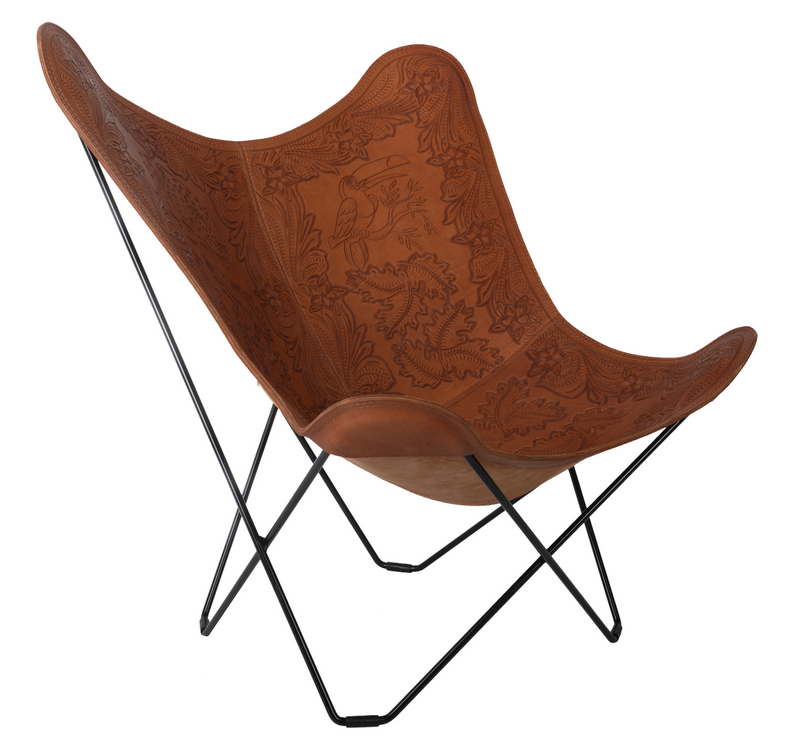 Forgotten Jungle - Hand-Carved Leather Butterfly Chair